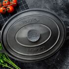 Caçarola Em Ferro Oval Estilo Alça E Tampa Preta 21x17cm 2l