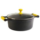 Caçarola Ferro Alça Silicone Amarelo Tampa Vidro 1 2 Lt 16cm