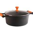 Caçarola Ferro Alça Silicone Laranja Tampa Vidro 1 7 Lt 18cm