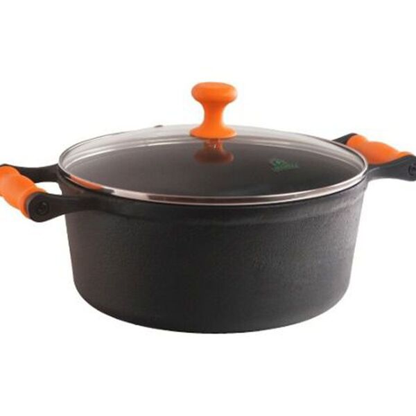 Caçarola Ferro Alça Silicone Laranja Tampa Vidro 1 7 Lt 18cm