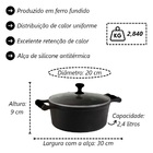 Caçarola Ferro Alça Silicone Preto Tampa Vidro 2 4 Lts 20cm