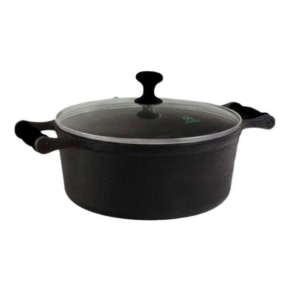 Caçarola Ferro Alça Silicone Preto Tampa Vidro 8 0 Lts 30cm