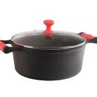 Caçarola Ferro Alça Silicone Vermelho Tampa Vidro 28cm