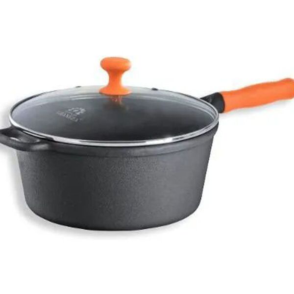 Caçarola Ferro Cabo Silicone Laranja Tampa Vidro 2 4 Lt 20cm