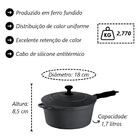 Caçarola Ferro Cabo Silicone Preto Tampa Ferro 1 7 Lts 18cm