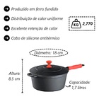Caçarola Ferro Cabo Silicone Vermelho Tampa Ferro 18cm