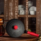 Caçarola Ferro Cabo Silicone Vermelho Tampa Ferro 18cm