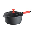 Caçarola Ferro Cabo Silicone Vermelho Tampa Ferro 18cm