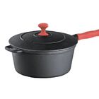 Caçarola Ferro Cabo Silicone Vermelho Tampa Ferro 20cm