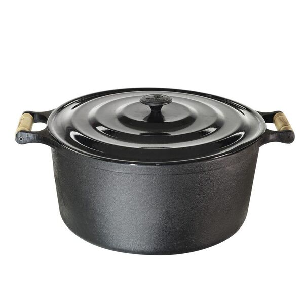 Caçarola Ferro Fundido 2 Alças Madeira Tampa Alumínio 13 L