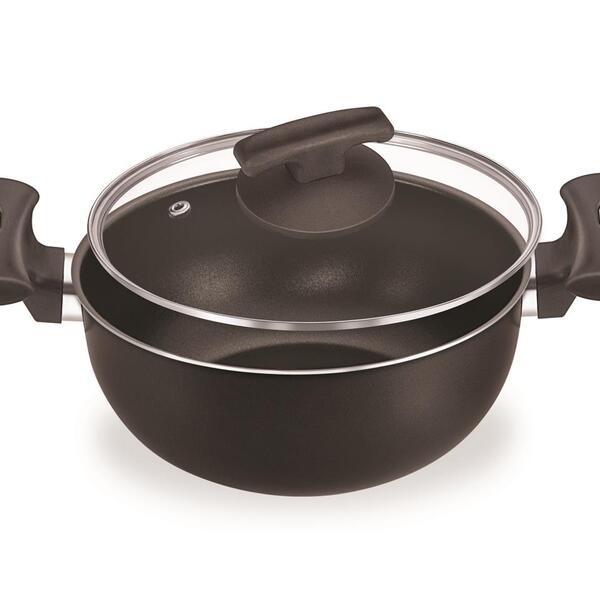 Caçarola Fortaleza Artistic Black Com Tampa De Vidro  16"