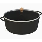 Caçarola Gourmet Ferro Fundido Alça Ferro Tampa Vidro 26cm