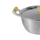 Caçarola Panela Alumínio Polido Alça Madeira Bojuda 18cm