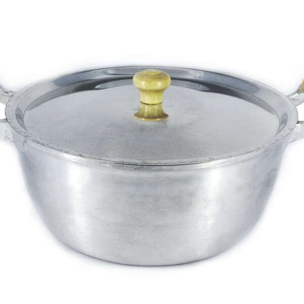 Caçarola Panela Alumínio Polido Alça Madeira Bojuda 18cm