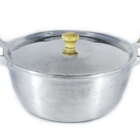 Caçarola Panela Alumínio Polido Alça Madeira Bojuda 22cm