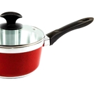 Caçarola Panela Alumínio Usinado Com Tampa Vermelho Cb 20cm