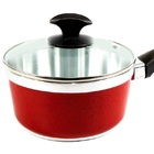 Caçarola Panela Alumínio Usinado Com Tampa Vermelho Cb 24cm