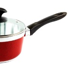 Caçarola Panela Alumínio Usinado Com Tampa Vermelho Cb 24cm