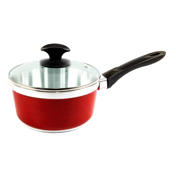 Caçarola Panela Alumínio Usinado Com Tampa Vermelho Cb 24cm