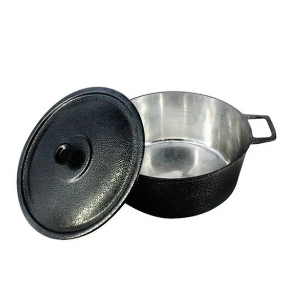 Caçarola Panela Craqueada Alça Alumínio Fundido E Tampa 26cm