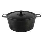 Caçarola Panela Craqueada Alça Alumínio Fundido E Tampa Preta