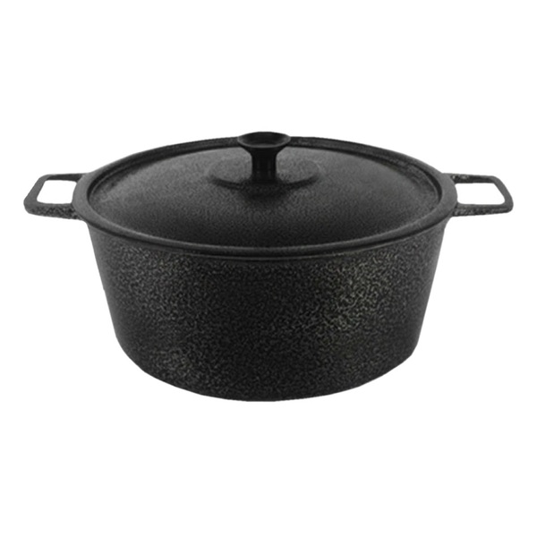 Caçarola Panela Craqueada Alça Alumínio Fundido E Tampa Preta