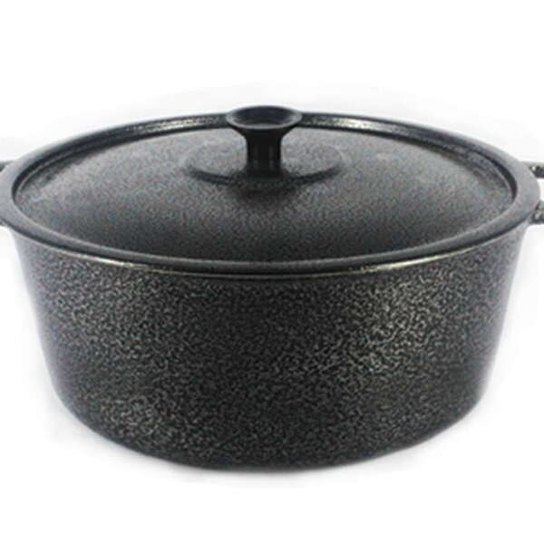 Caçarola Panela Craqueada Alça Alumínio Fundido E Tampa Preta