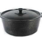 Caçarola Panela Craqueada Alça Alumínio Fundido E Tampa Preta