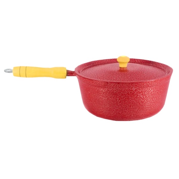 Caçarola Panela De Alumínio Craqueada Cabo De Madeira Vermelh