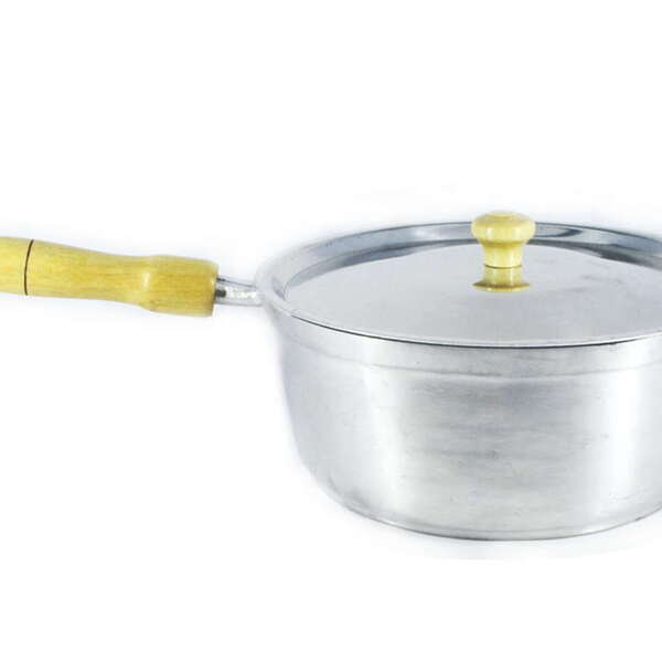 Caçarola Panela De Alumínio Polido Cabo De Madeira 22cm