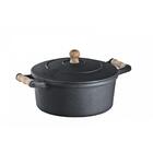 Caçarola Panela Reta Alumínio Polido Alça Madeira 14cm