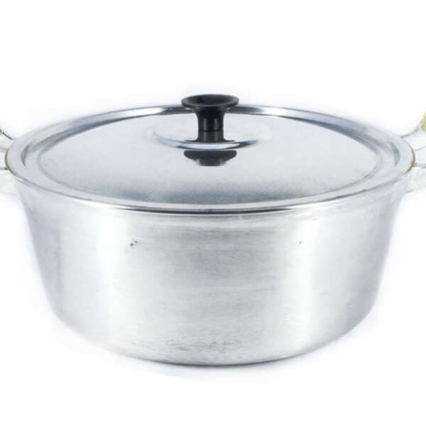 Caçarola Panela Reta Alumínio Polido Alça Madeira 20cm