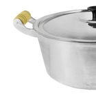 Caçarola Panela Reta Alumínio Polido Alça Madeira 26cm