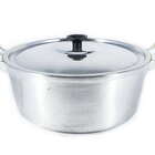 Caçarola Panela Reta Alumínio Polido Alça Madeira 32cm