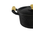 Caçarola Panela Reta Craqueada De Alumínio Alça Madeira 22cm