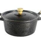 Caçarola Panela Reta Craqueada De Alumínio Alça Madeira 22cm