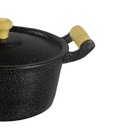 Caçarola Panela Reta Craqueada De Alumínio Alça Madeira 22cm