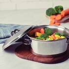 Cacarola Rasa Solar Em Aco Inox Fundo Triplo Com Tampa E Alca