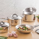 Cacarola Rasa Solar Em Aco Inox Fundo Triplo Com Tampa E Alca