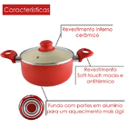 Caçarola Revest Cerâmico 2,0mm Vermelho 20cm E 22cm Kit 2pçs