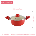 Caçarola Revest Cerâmico 2,0mm Vermelho 20cm E 22cm Kit 2pçs