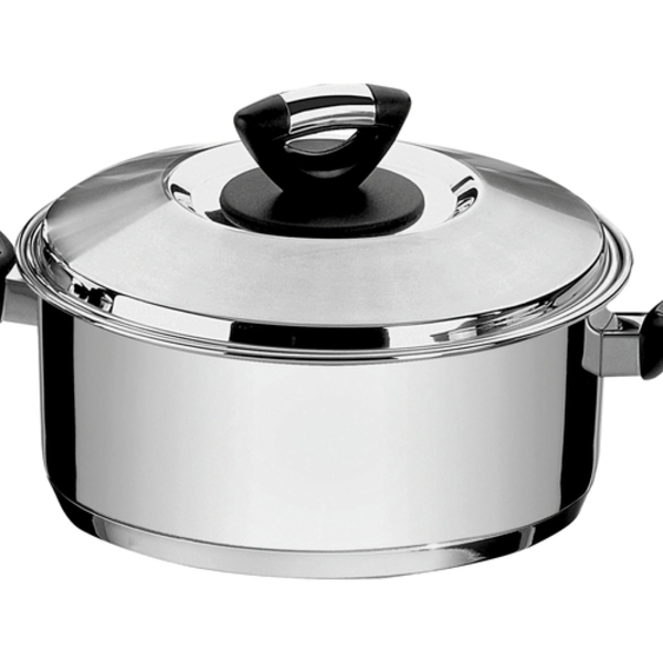 Cacarola Solar Baquelite Rasa Em Aco Inox Fundo Triplo Tampa