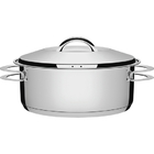 Cacarola Solar Rasa Em Aco Inox Fundo Triplo Com Tampa E Alca