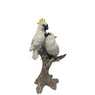 Cacatua Casal Em Resina No Galho 22x13cm