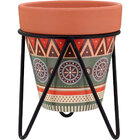 Cachepô 10x13x13cm Cerâmica Color Com Suporte