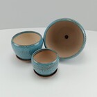 Cachepô Cerâmica Azul 3pç