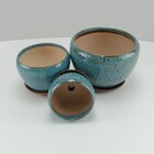 Cachepô Cerâmica Azul 3pç