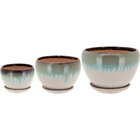 Cachepô Cerâmica Azul 3pç