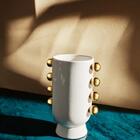 Cachepô Cerâmica Branco E Dourado 18,3cm - A\casa