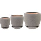 Cachepô Cerâmica Cinza 3pç